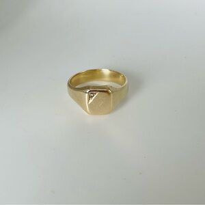 1950s Men’s 10K Gold and Diamond Signet Ring Size 13.5